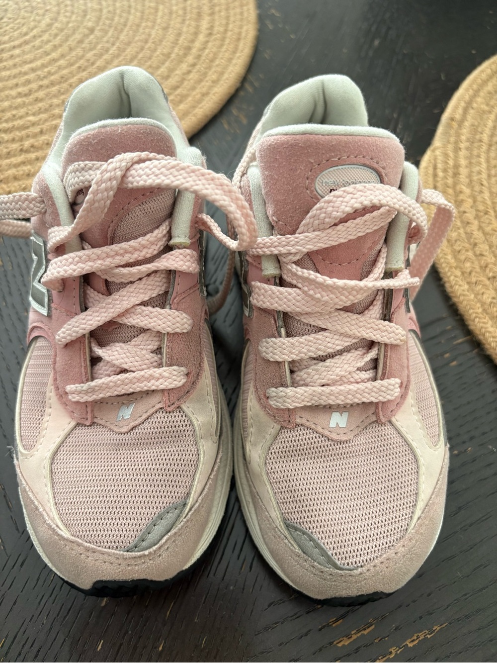 New Balance Kids Pink and Gray Lace-Up Sneakers